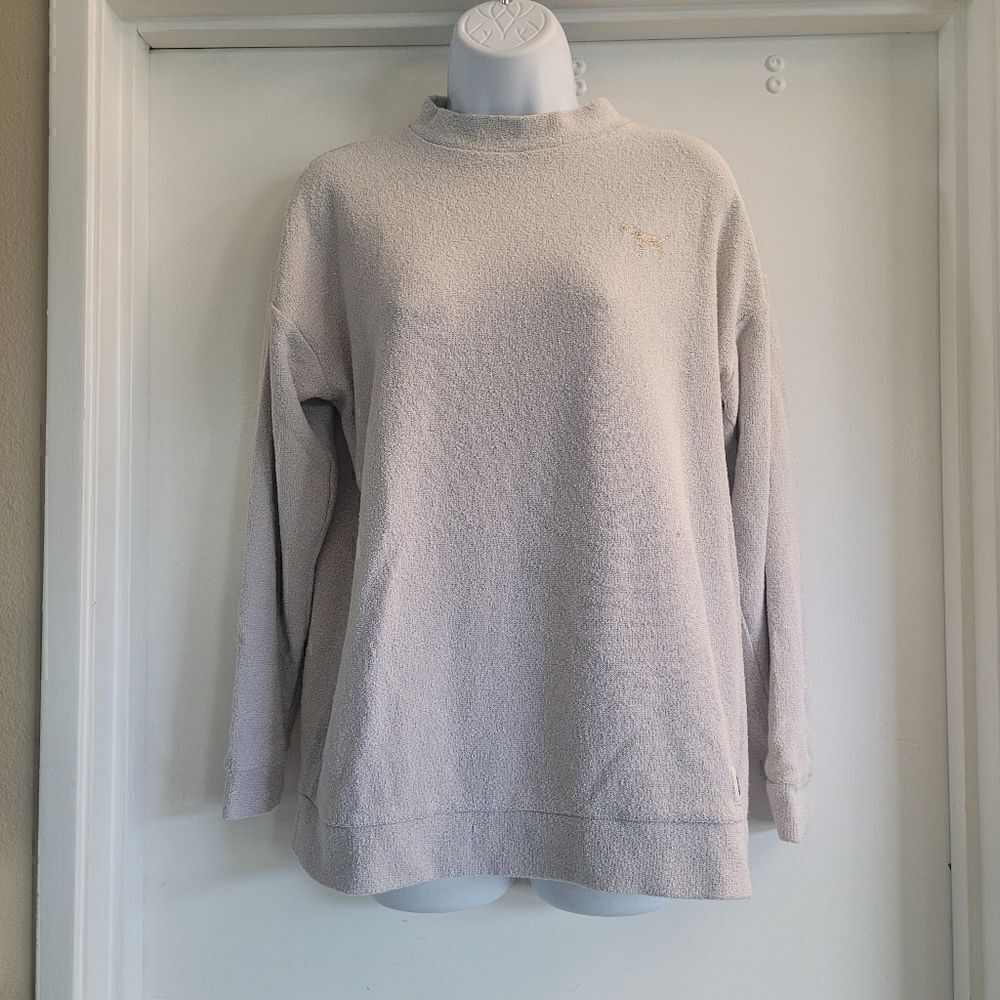 Victoria's secret pink terrycloth mock neck sweatshirt stone/clay color